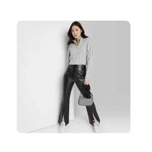Wild Fable Women's Slit Front Faux Leather Flare Pants